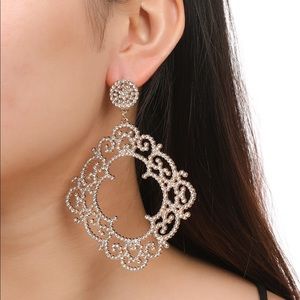 Rhinestone decor drop earrings